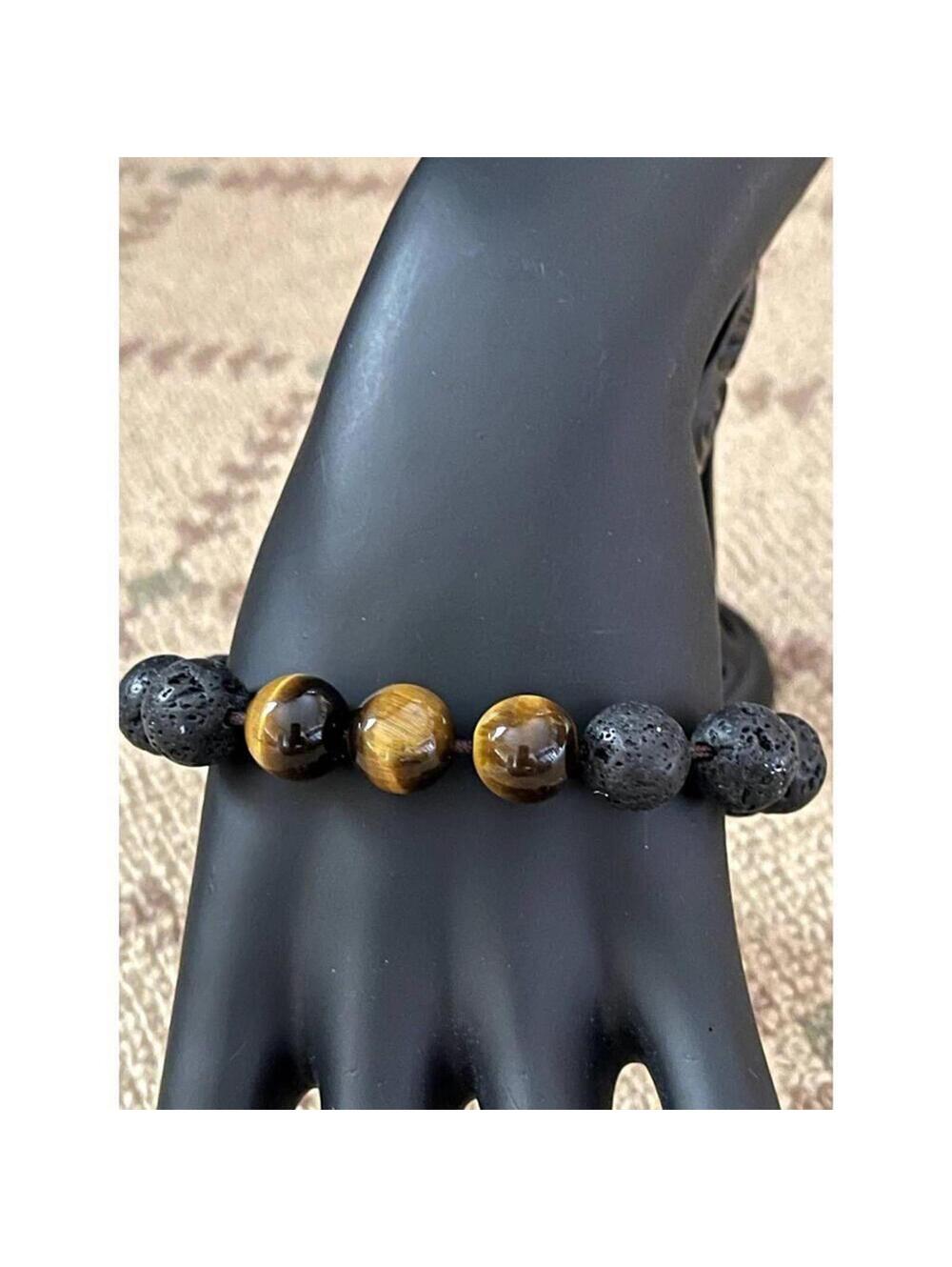 Tigereye quartz lava large stone bracelet NWOT